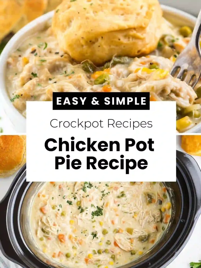pin easy slow cooker chicken pot pie