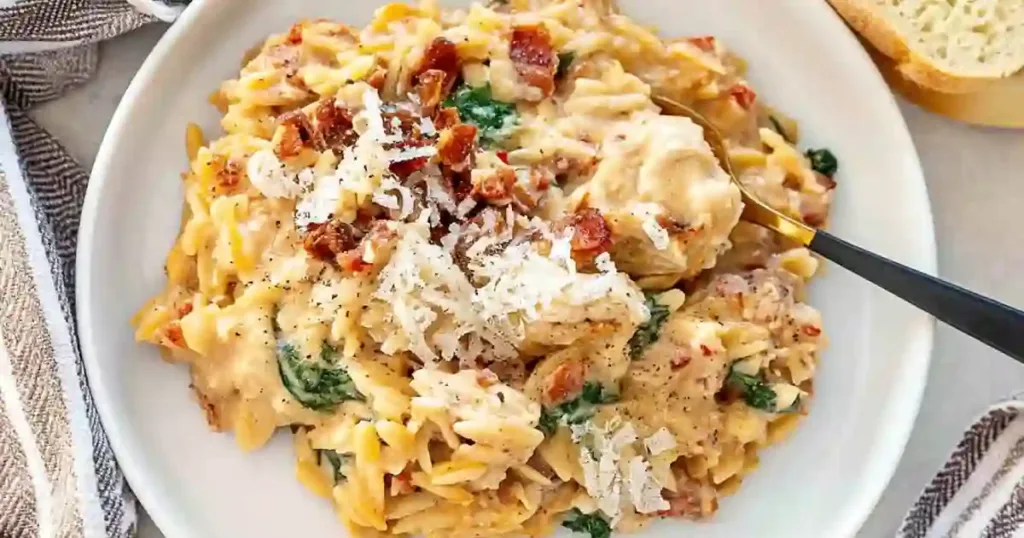 Slow Cooker Creamy Tuscan Chicken Orzo 1 slow cooker creamy tuscan chicken orzo